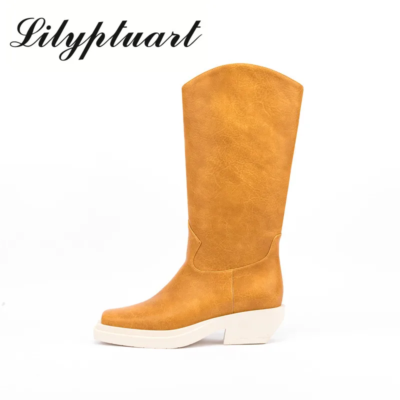 

2022 Women's Spring, Autumn and Winter New European and American Fashion Thick Heel Square Toe Sleeve Knee Boots Women Boots