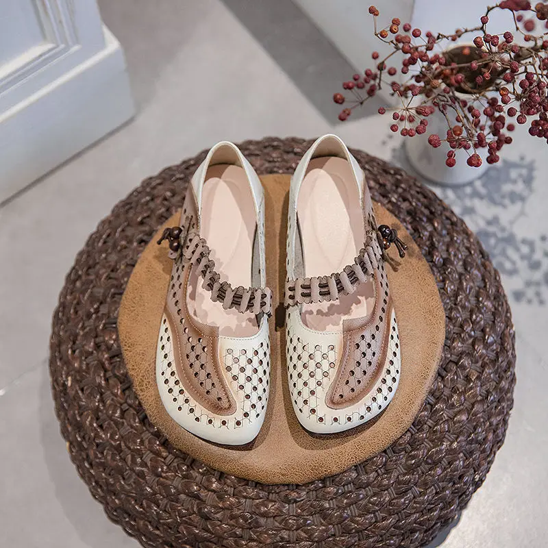 Cowhide Women's Shoes Spring And Autumn Models Flat Shoe Bottom Mother Shoes Non-Slip Large Size Cow Leather women oxford shoes leather mary jane shoes women slippers sandals