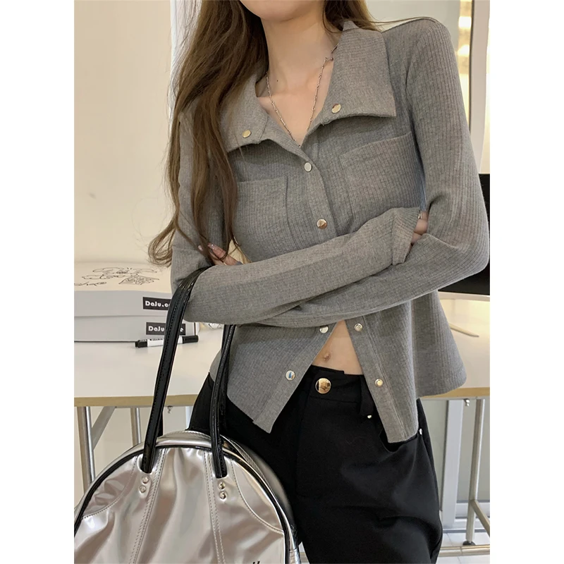 

Casual Blouse Women Turndown Collar Long Sleeve Tunic Shirts Pocket Fashion Korean Blouses Y2k Tops 2023 Blusas Mujer De Moda