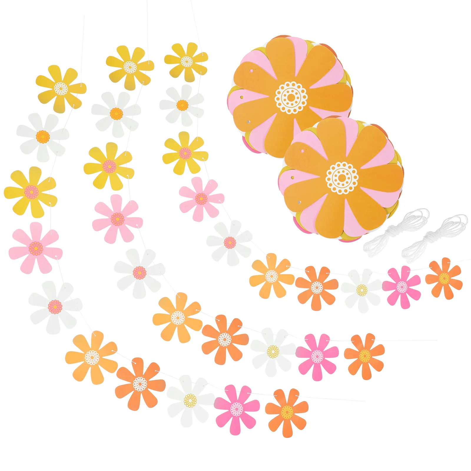 

5pcs Daisy Garland Hanging Banner Birthday Backdrop Flower Garland Banner Party Layout Prop