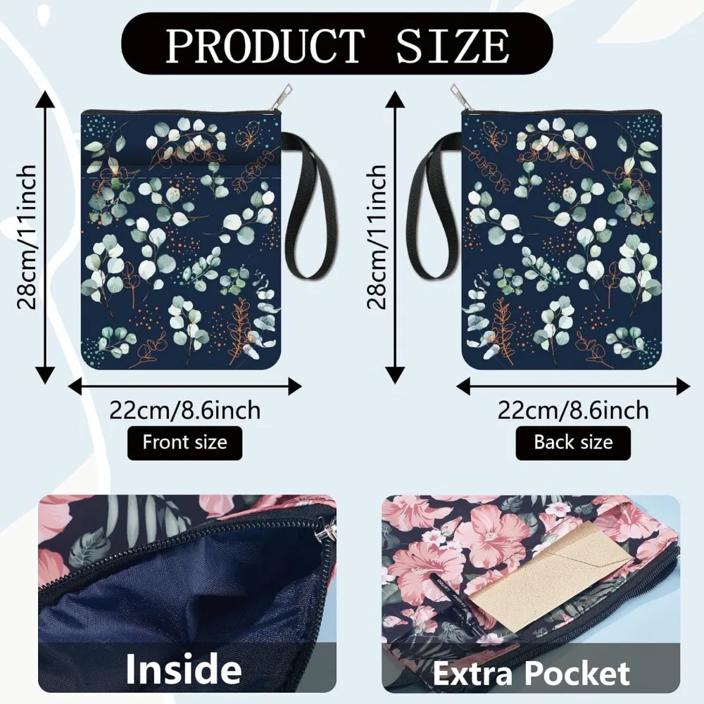 1pc Leaf Book Covers Plant Book Protector Sleeve for Paperbacks Washable Fabric Cloth Cover with Zipper and Extra