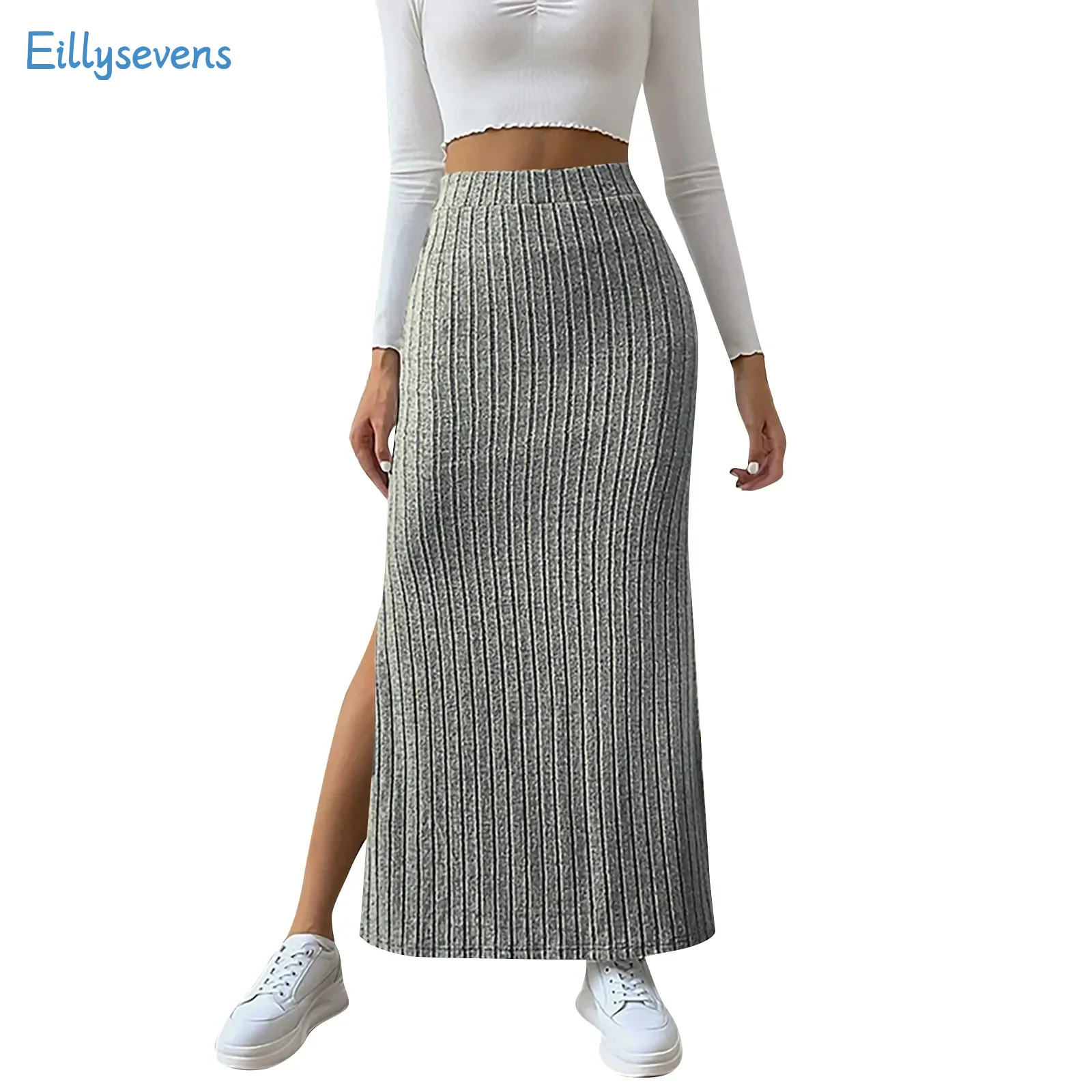 

Summer New High Waisted Skirts Sexy Slim Fit Side Slit Knit Skirts For Women Daily Date Leisure Vacation Matching Elegant Skirts