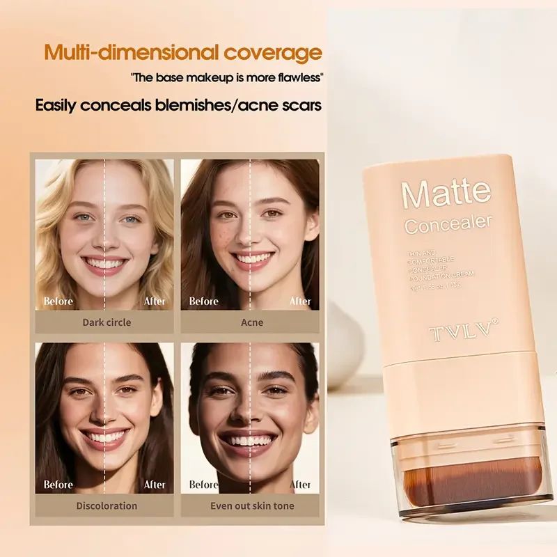 Foundation Eraser Concealer Stick 15g 2-in-1 foundation eraser double-ended concealer stick with brush head