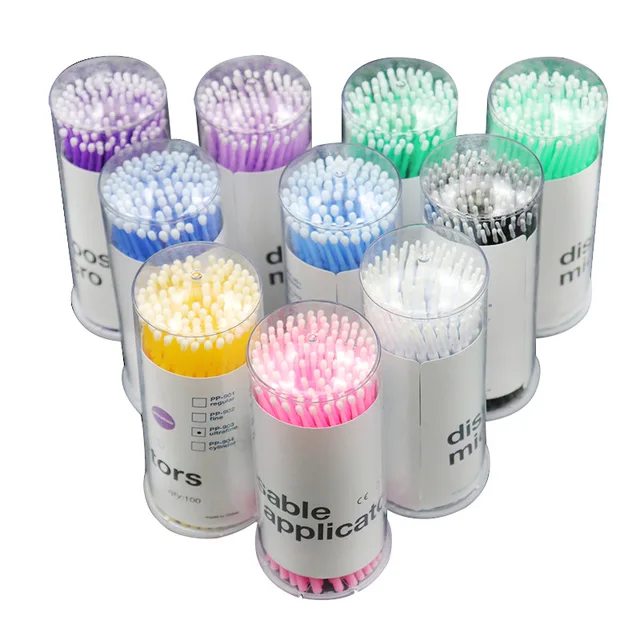 100 teile/los Micro Pinsel Make-Up Wimpern Verlängerung Einweg Wimpern Kleber Reinigung Pinsel Kostenloser Applikator Sticks Make-Up-Tools