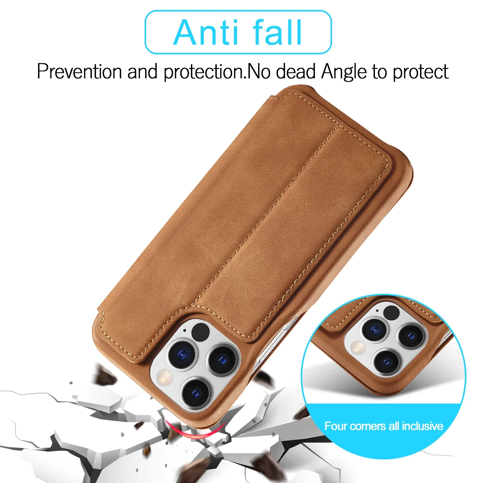 Leather Flip Wallet Phone Cover For iPhone 14 15 16 Pro Max 13 12 Mini 11 XS X XR 8 7 Plus SE 2022 Slim Card Slots Book Bag 6