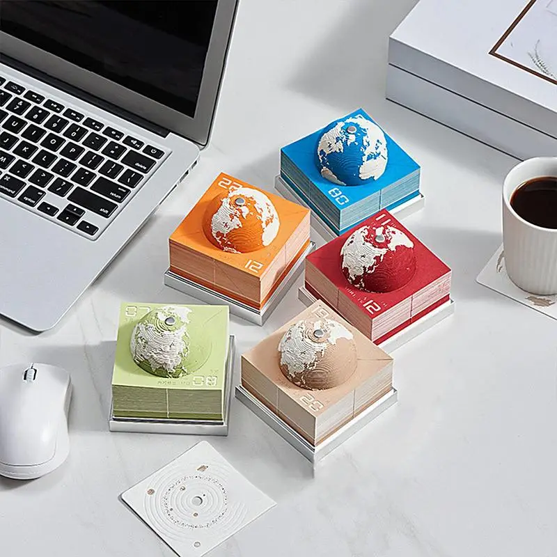 

2024 3D Creative Calendar 3D Art Time Piece Calendar 2024 Paper Art Home Decorations Sticky Notes Globe Calendar Ornaments