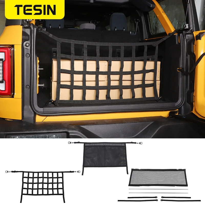 RERPRO For Ford Bronco AIF4 Pet Dog Safety Barrier Divider Trunk Cargo Isolation Mesh Net 4 Door 2021 2022 2023 2024 Driving Safely Pet Small Medium