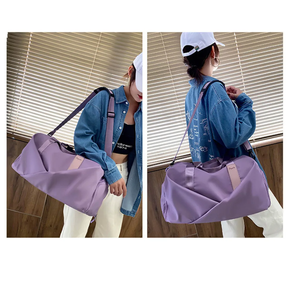 Scomparto per scarpe indipendente stampato da donna fitness, borsa da nuoto con separazione asciutto e bagnato per yoga, borsa da viaggio impermeabile_voghion.com