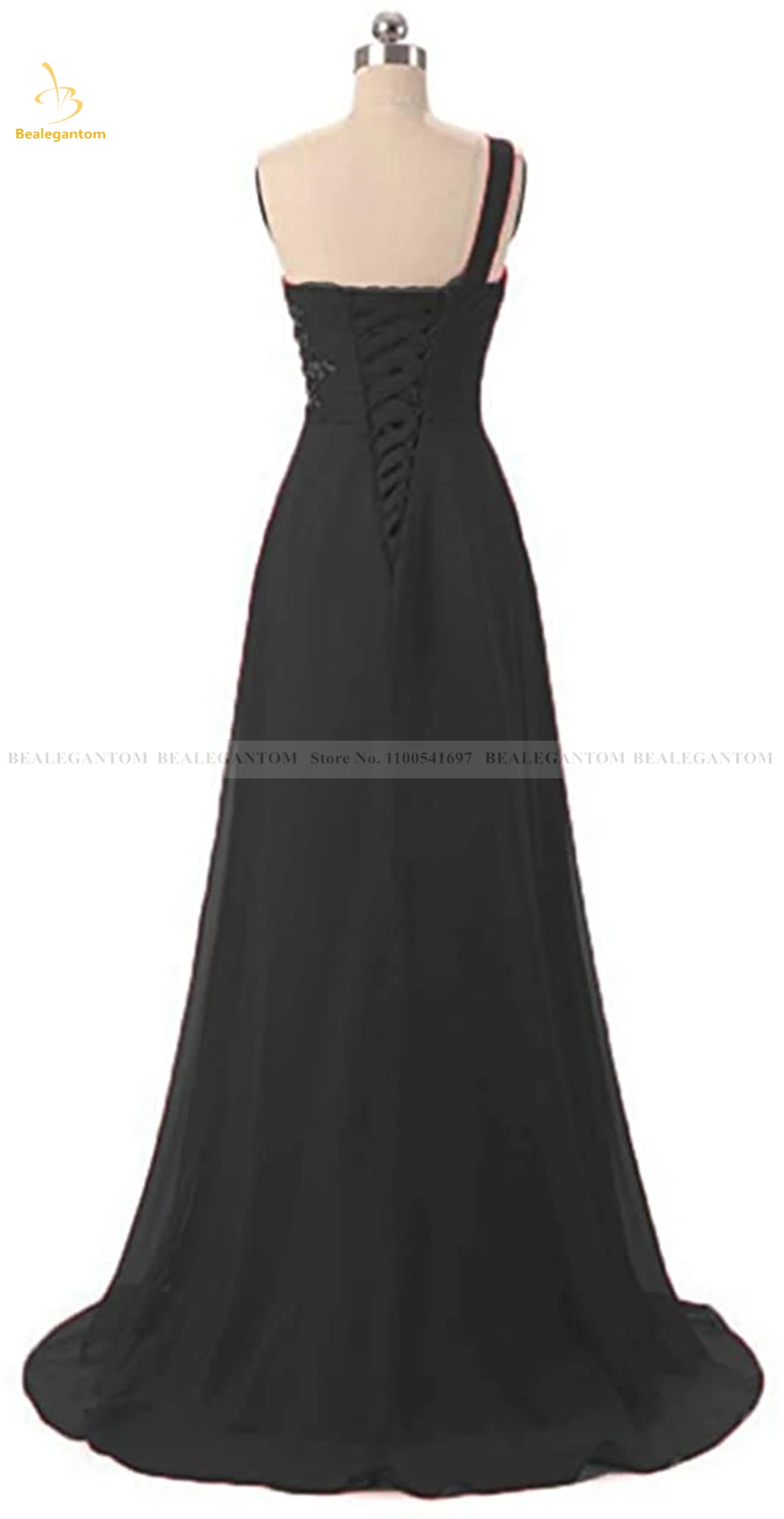 Bealegantom Sexy One Shoulder Prom Dresses Beaded Chiffon Long Formal Occasion Evening Party Gown Robes De Soiree QA189
