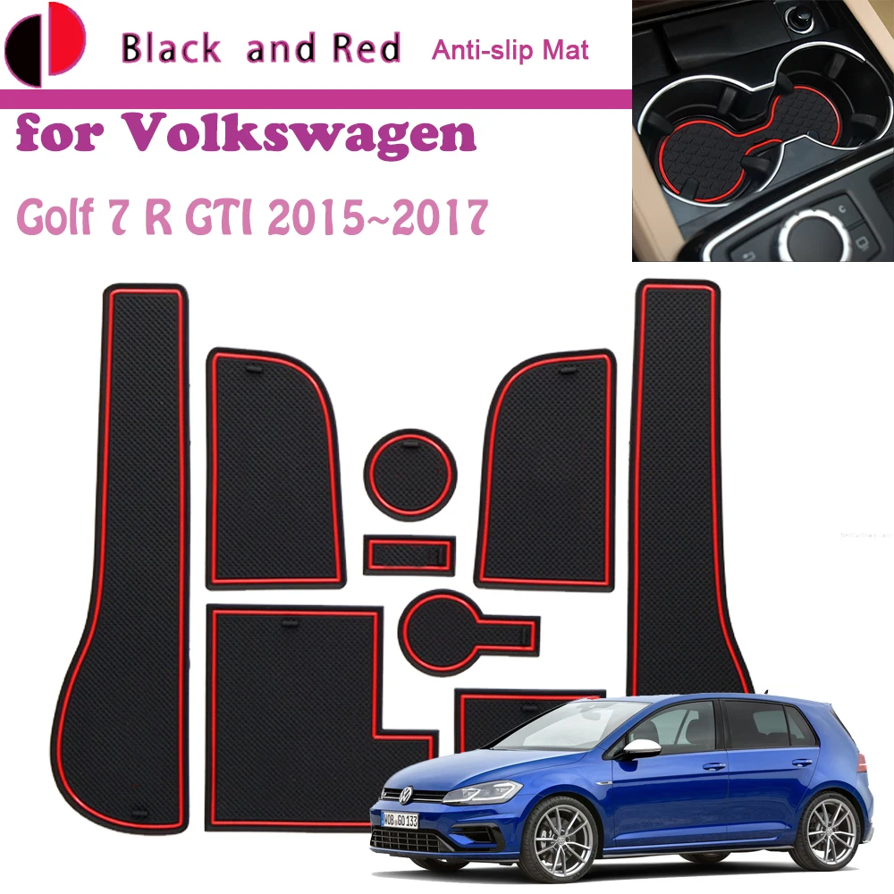 

Резиновый коврик с пазом для двери для Volkswagen VW Golf 7 R GTI 2015 2016 2017, подушка на чашку, подставка под ворота, слот для хранения, автомобильная Пылезащитная наклейка