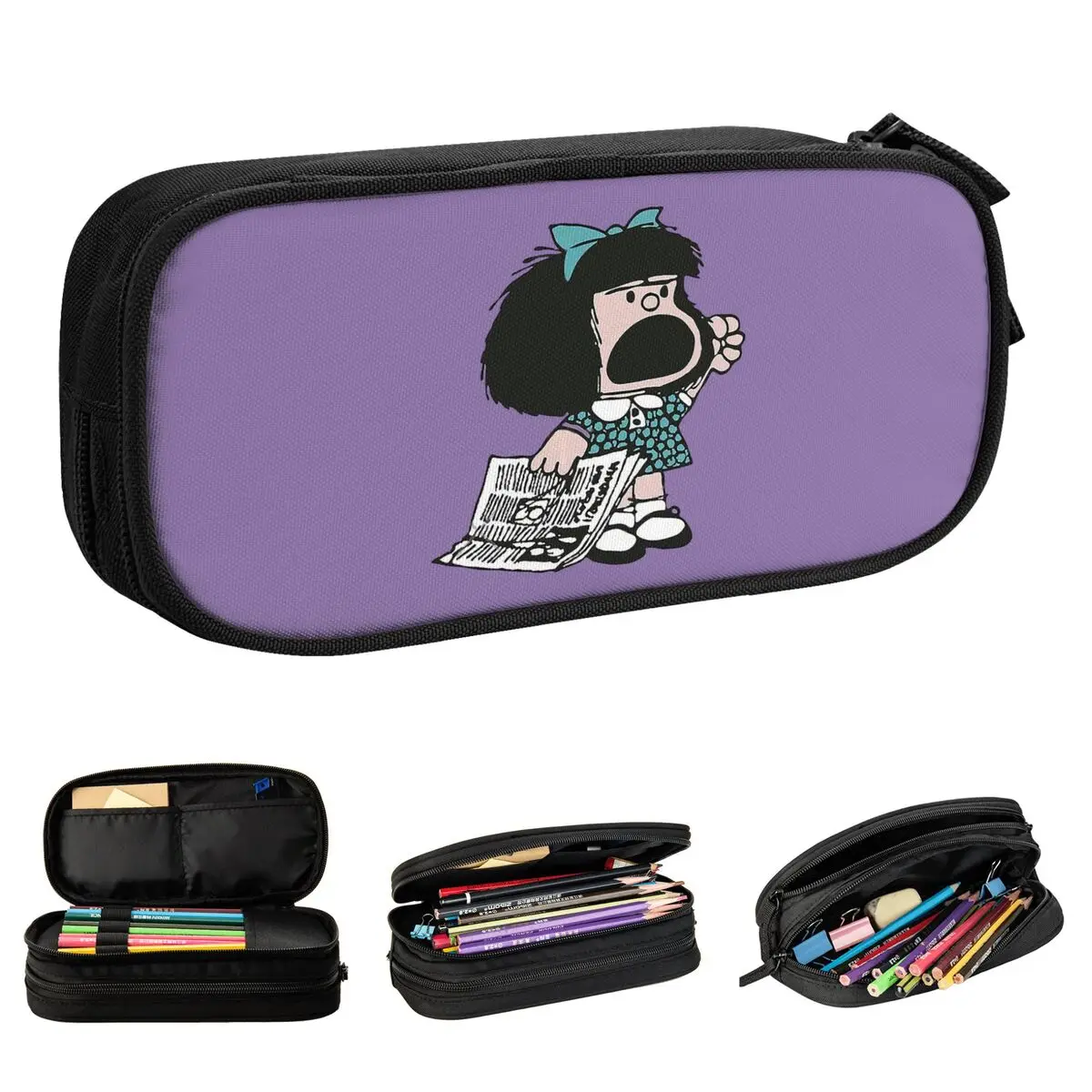 

Fashion Mafalda Pencil Cases Cute Kawaii Cartoon Pencilcases Pen Holder for Girls Boys Large Storage Bag Students School Gifts