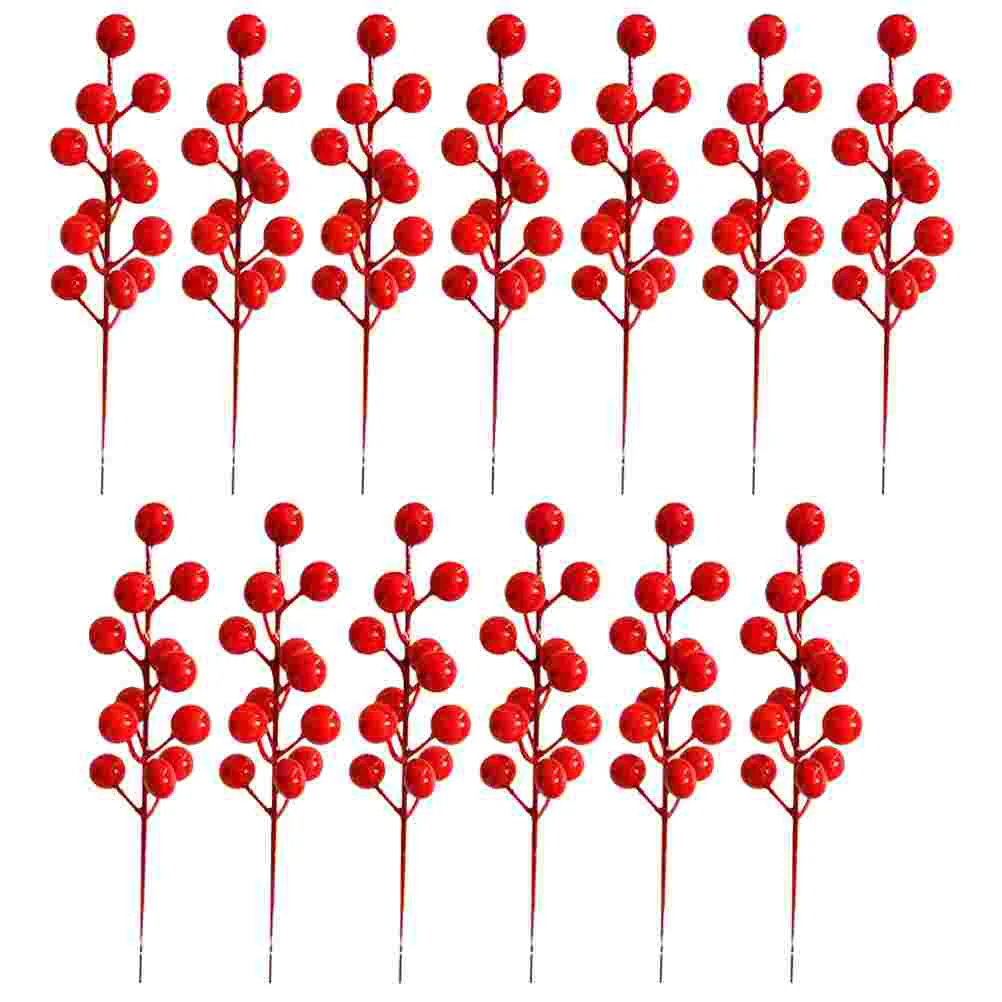 

Berry Artificial Picks Stems Branches Berries Red Faux Christmas Holly Fake Flower Plastic Floral Fruit Stem Cedar Simulation