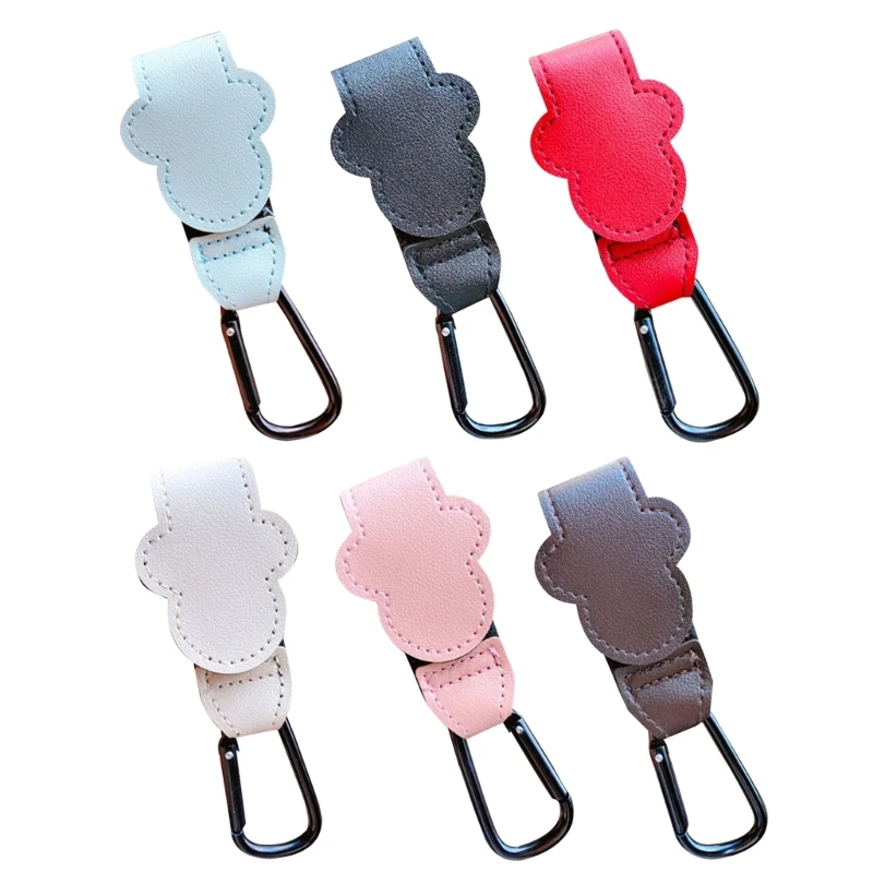 

Stroller Hooks for Hanging Bags & Shopping PU Leather Universal Stroller Clips for Diaper Bags Grocery Shopping Bags