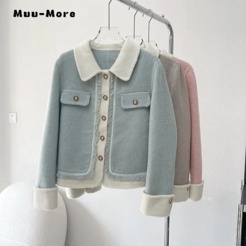 

Women Vintage Casual All-match Long Sleeve Single Breasted Jacket 2023 Winter Elegant Warm Outerwear Jacket Patchwork Coat