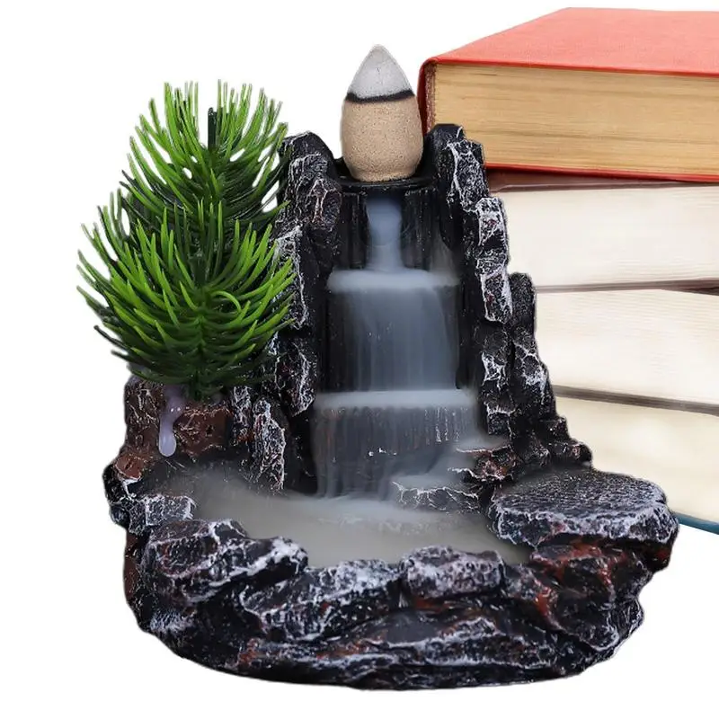 

Backflow Incense Burner Waterfall Incense Burner Holder Mountains River Stick Holder Buddhism Lotus Backflow Incense for home