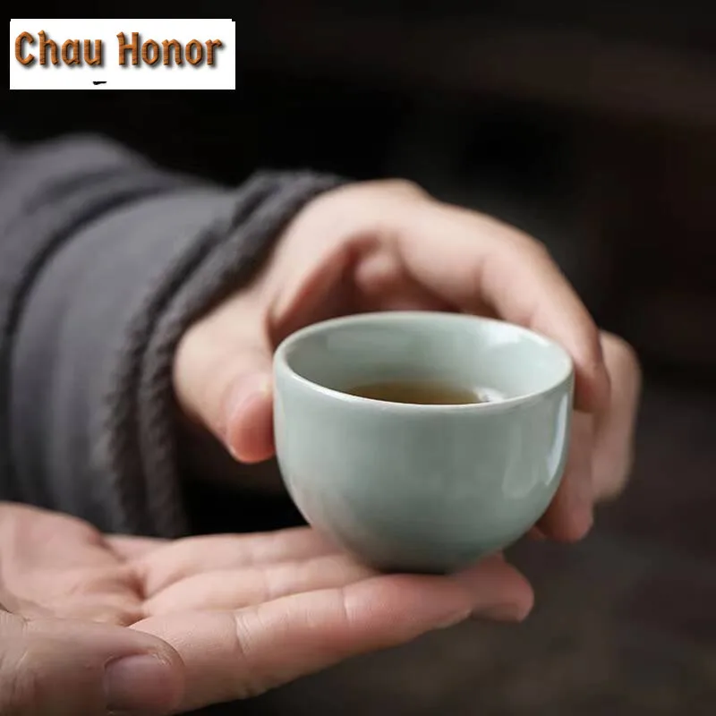 2pcs 35ml Japanese Style Kiln Change Pine Celadon Ceramic Tea Cup Kung Fu Tea Set Small Tea Cup Personal Cup Manual Single Cup