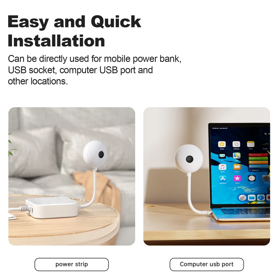 Mini WiFi Security Camera Indoor 2K Baby Monitor