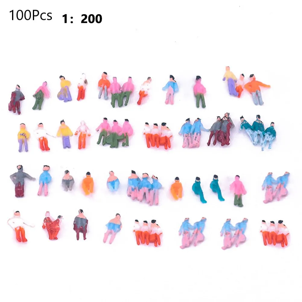 100PC 1:200 Scale Hand-made Toy Figures People Figures DIY Character Model Building Passenger Standing Seated Miniature Passerby - 2
