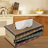 Exquisite Classical Vintage Wooden Book Tissue Box, Rectangular Napkin Holder Dispenser, Restaurant Tissue Storage Box Ornament 1
