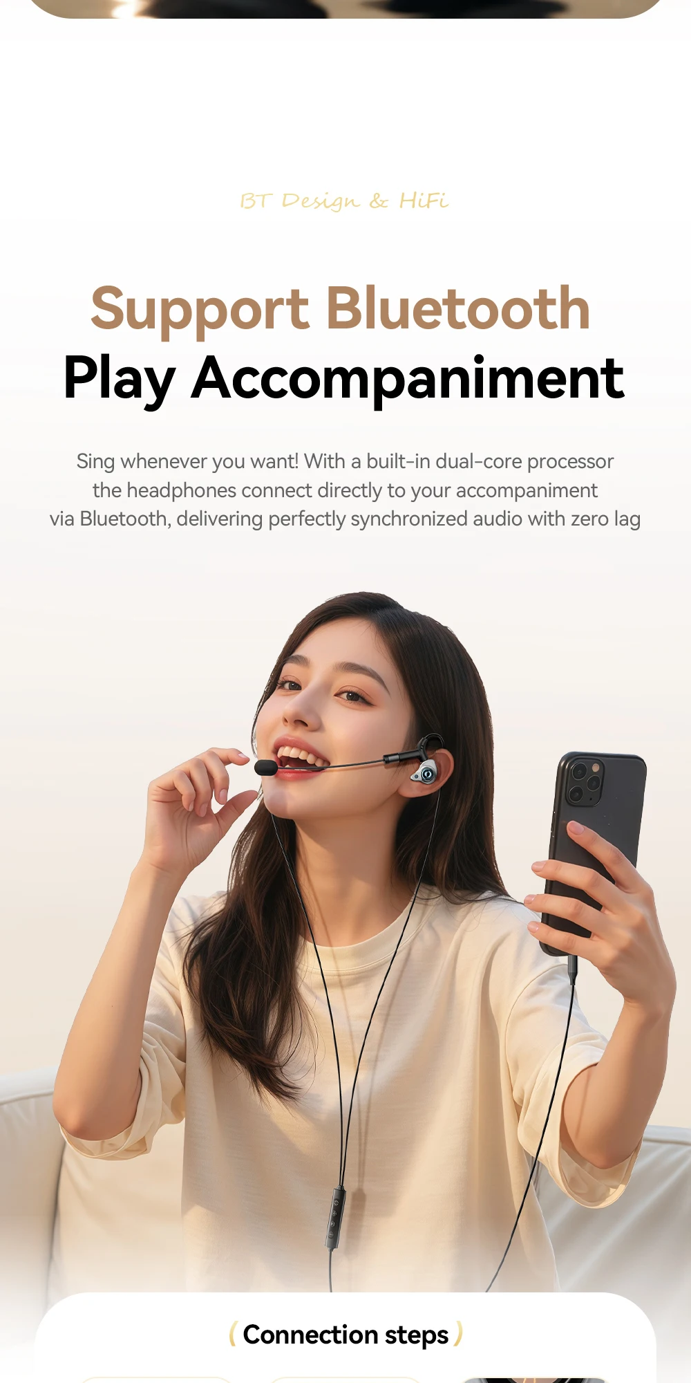 Type-C Karaoke Earphones With Built-in Sound Card HiFi Stereo Music Wired Earbud