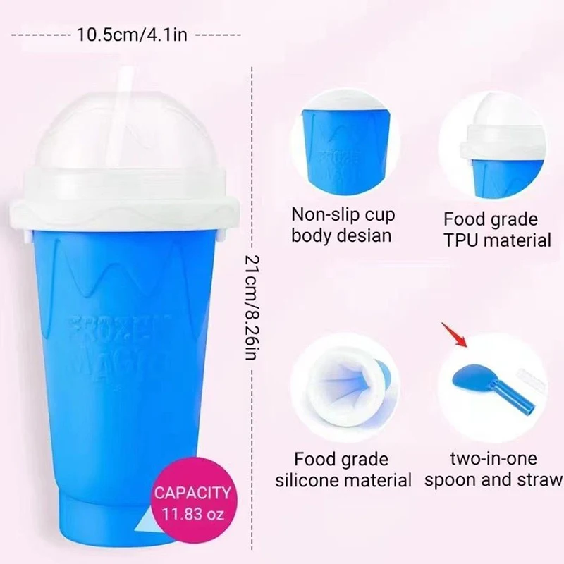 Smoothie Cup Quick-Frozen Slushy Maker Cup Large Capacity Slushy Cup For Homemade Smoothies Juice Ice Cream Summer Squeeze Beker Kitchen Tool