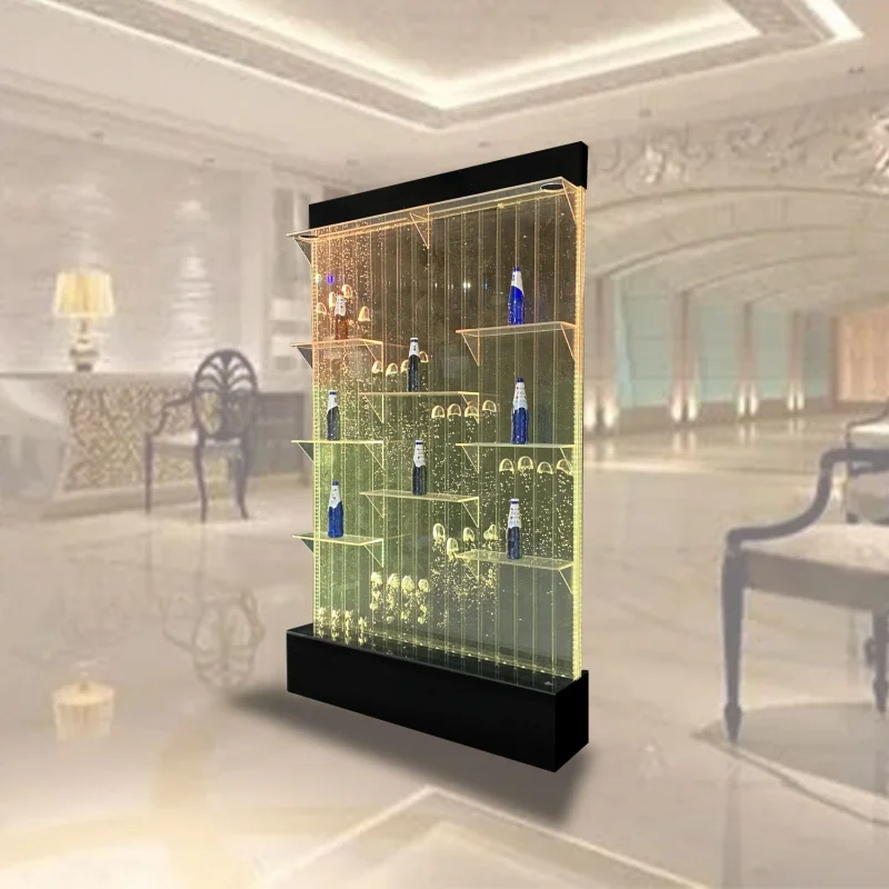 맞춤형 실내 디지털 제어 물 기능 LED 버블 패널 와인 캐비닛