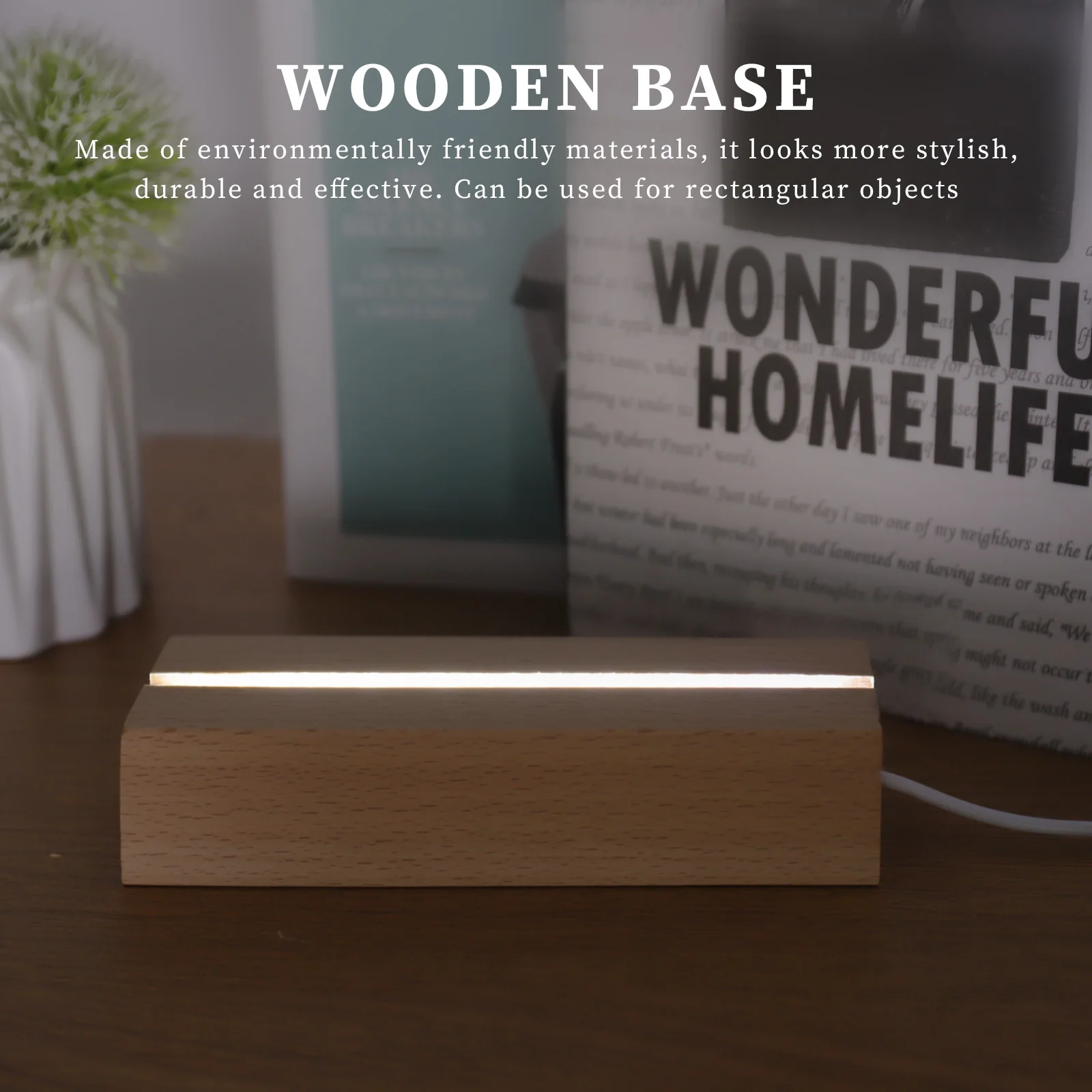 Crystal Wooden LED Lights Display Base Stand Light Plate Base Warm Light  Rectangle 3D DIY Night Light Base for Resin Art Decor - AliExpress