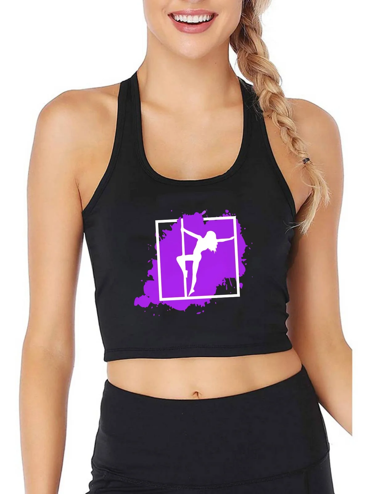 

Pole Dance Graphic Design Cotton Sexy Fit Crop Top Dancer Dancing Sports Fitness Tank Tops Gym Pole Training Camisole