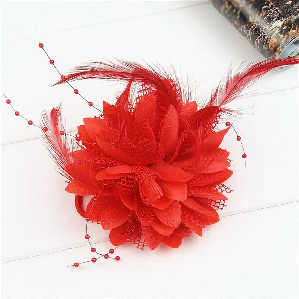 Fascinator Brooch Latin Dance Performance Wedding Hair Accessories Feathers Hair Clip Bridal Hairpin Headdress Wrist Flower