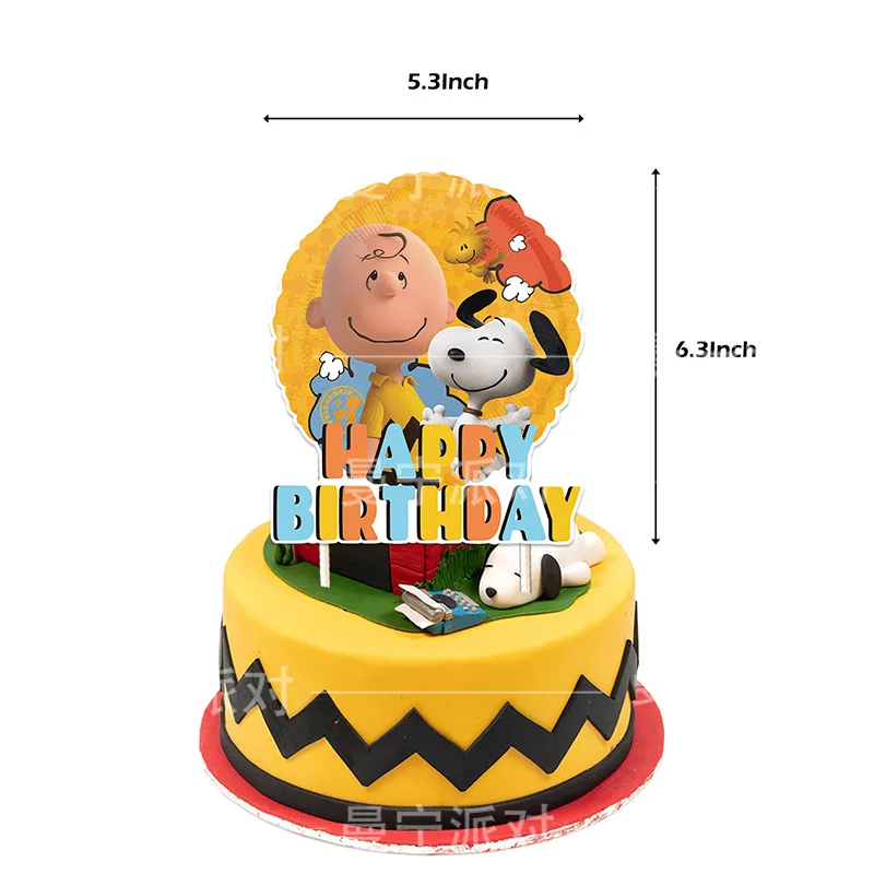 Snoopy Anime forniture per feste di compleanno bandiera tirando palloncino torta bandiera inserimento decorazione a spirale Set forniture