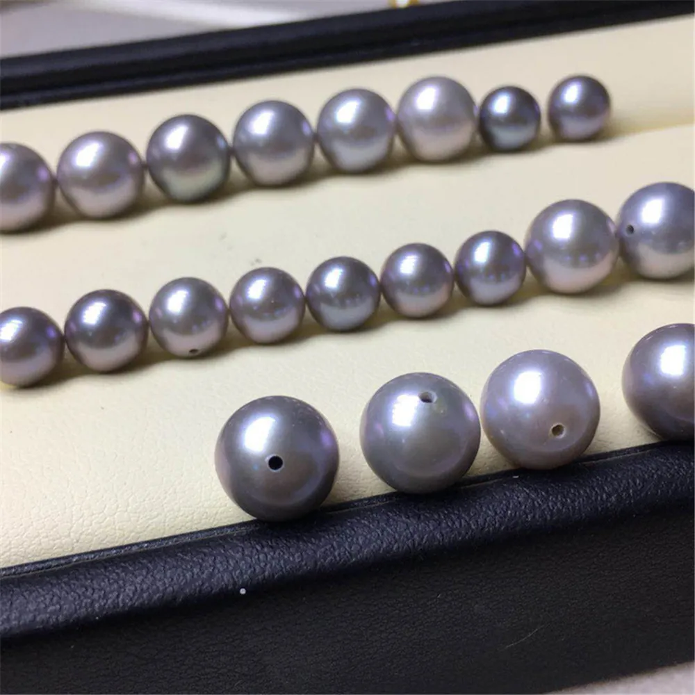 

DIY Round slightly concealer Freshwater Pearl Naked beads optimized Golden half hole pearl can be made into pendant ring earring