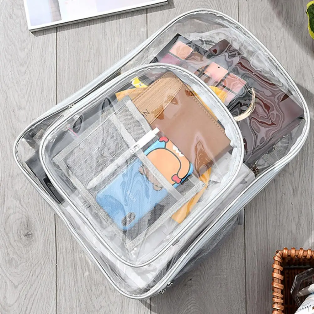 Transparent Backpack Adjustable Shoulder Strap Waterproof Heavy-Duty Large PVC See Through Backpack Women Men School Bag 5