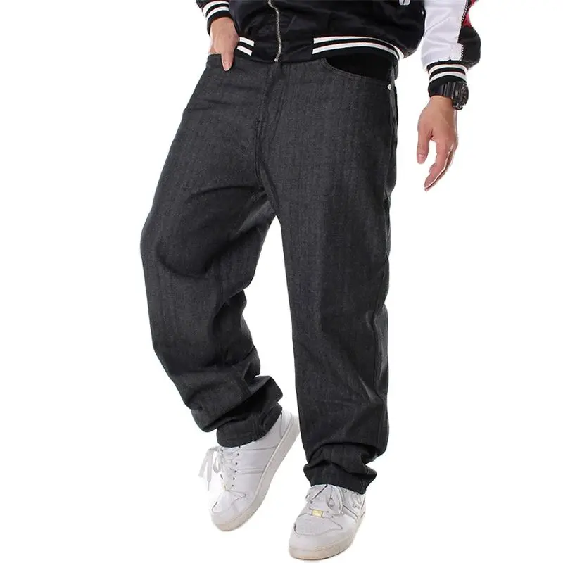 

Hip Hop Jeans Men's Black Baggy Trousers Tide Loose HipHop Denim Pants Casual Male Man Clothing Plus Size 46