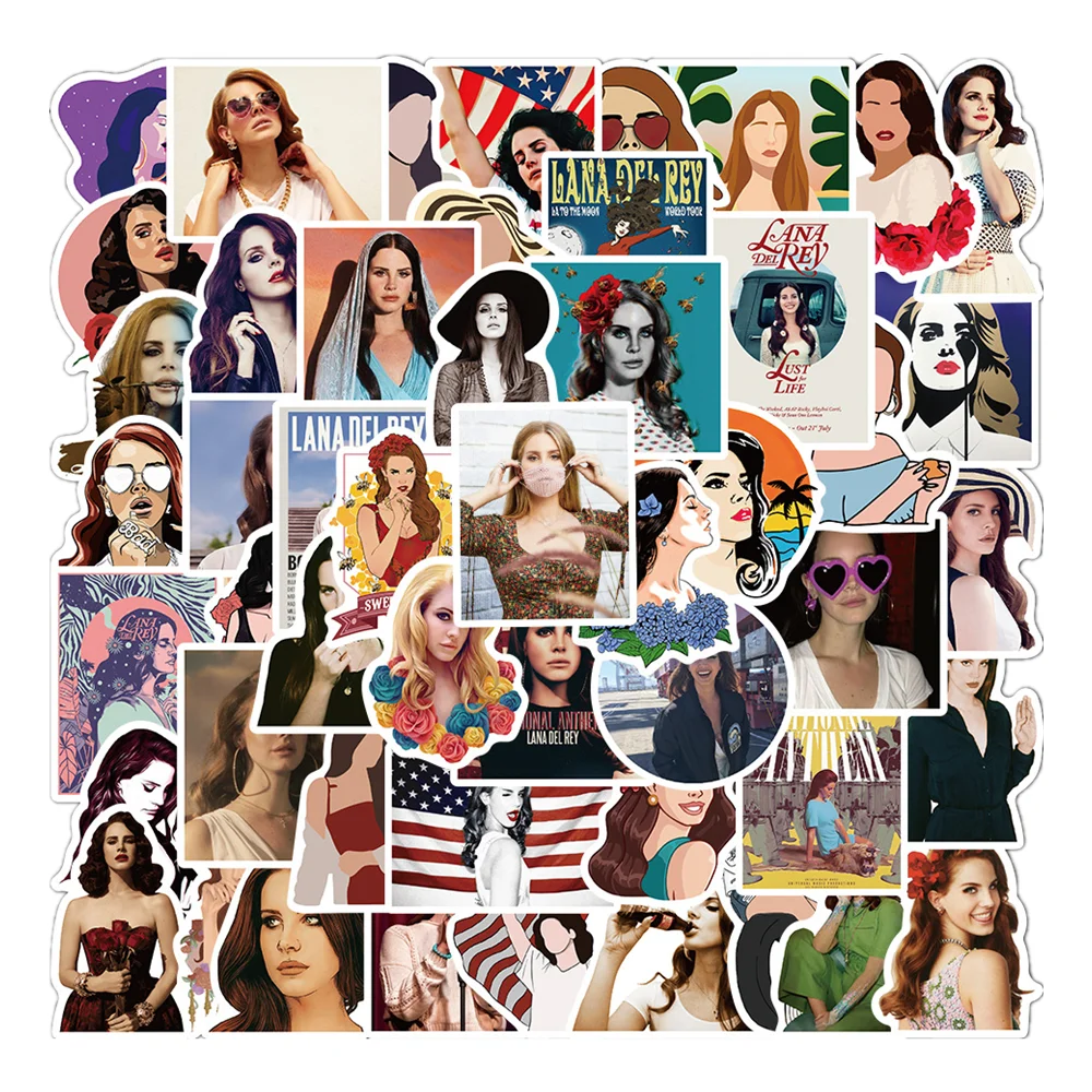 50PCS Singer Lana Del Rey Sticker DIY Laptop Guitar Phone Motorcycle Fridge  Waterproof Graffiti Decal Kid Gift Toy Sticker