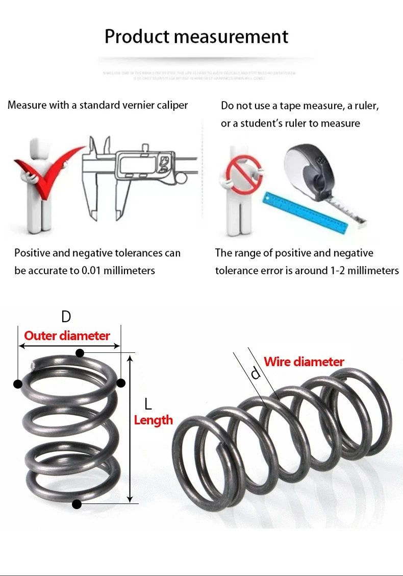 65MN Federstahl-Druckfeder, Stoßdämpfungsfeder, Rückholfeder, Drahtdurchmesser 4,5 mm, Außendurchmesser: 25–50 mm, L: 30–100 mm – Detail 6
