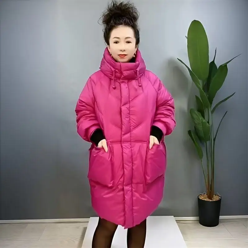 2026 New Women's Thick Cotton Parka Jacket Black Winter Coat Korean Oversized Loose Hooded Coats Female Casual Long Overcoat