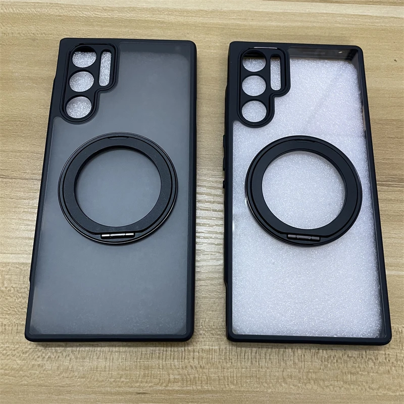 Magnetic Ring Stand Transparent Case with Protective Shell