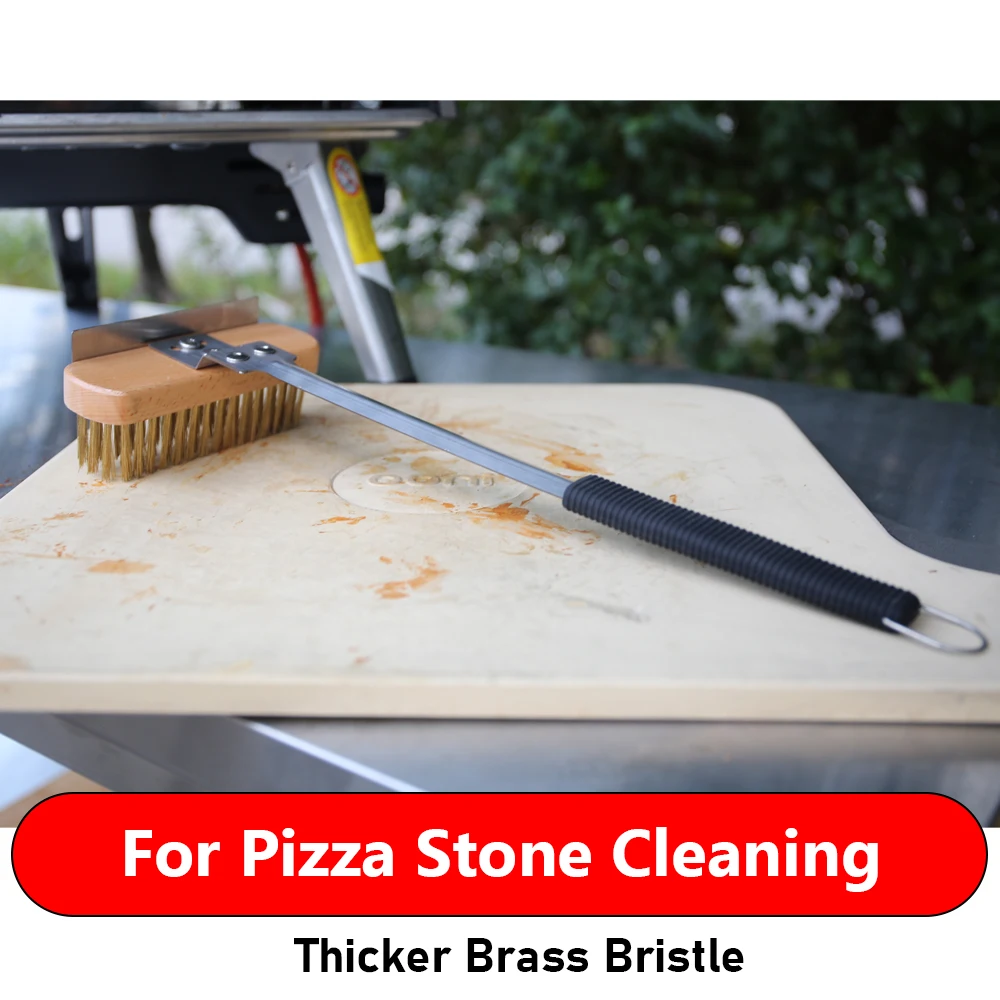 Oven Cleaning Brush SHANGPEIXUAN Stainless Steel Handle Pizza Oven Copper Brush Scraper Household Grill Brass Cleaning Brush Oven Accessories