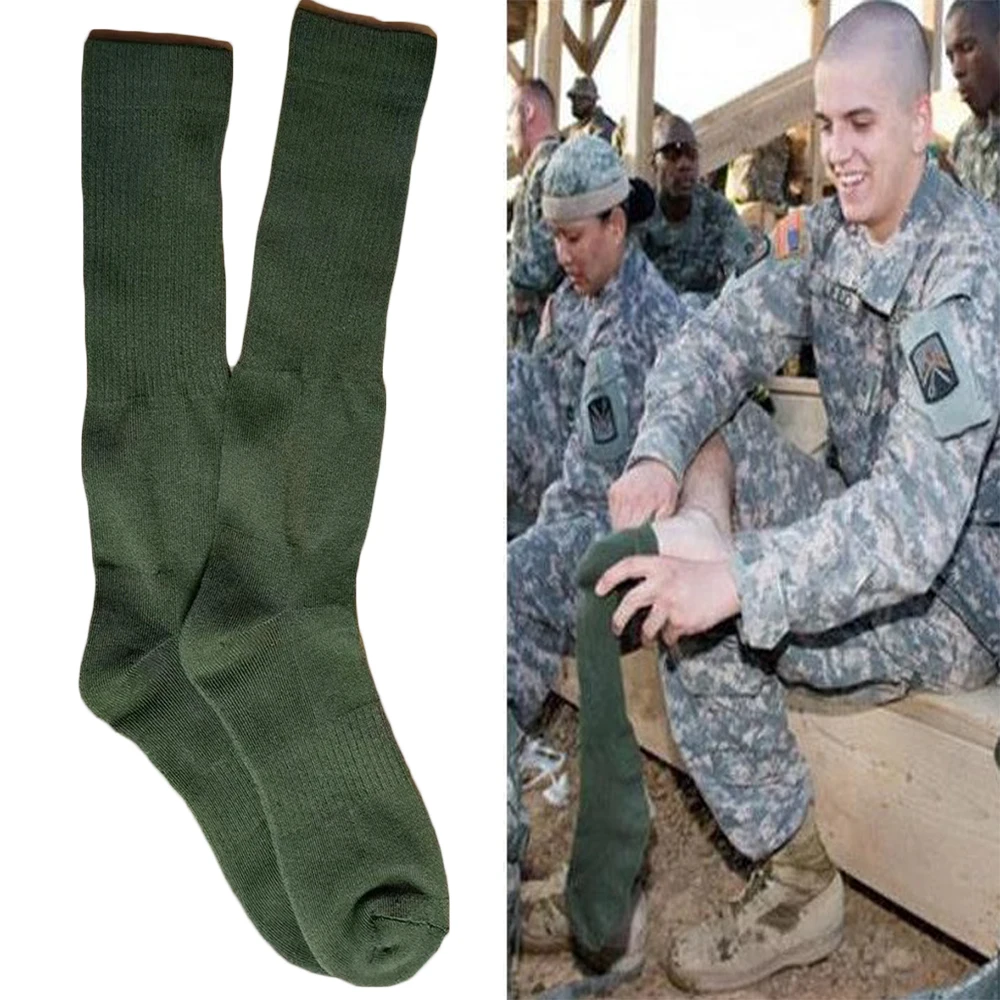1 Pair Men Knee High green Sports Military Army Socks Stockings Thicken