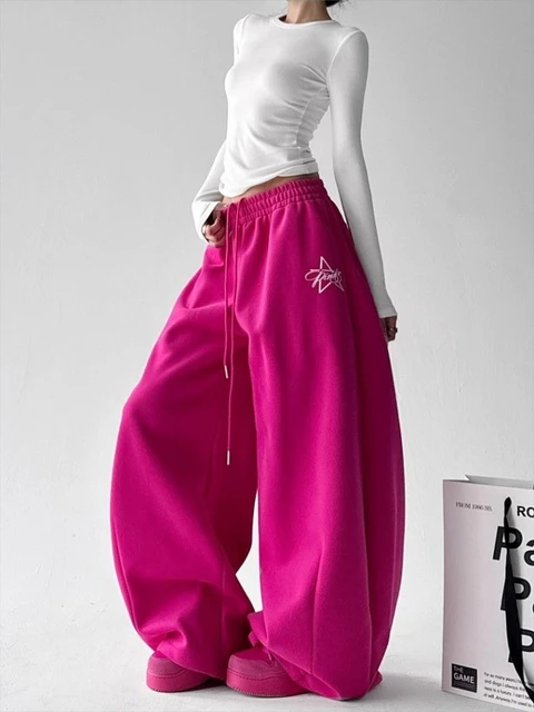 Autumn Winter 2025 Thick Baggy Pants Women Fahsion High-waisted Loose Sweatpants Female Y2k Casual Wide Leg Black Trouser 1