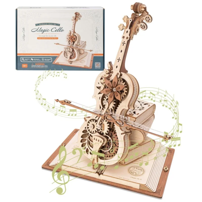 ROBOTIME ROKR-Boîte à Musique Mécanique 3D en Bois, Puzzle pour Enfant, Cadeaux de Noël