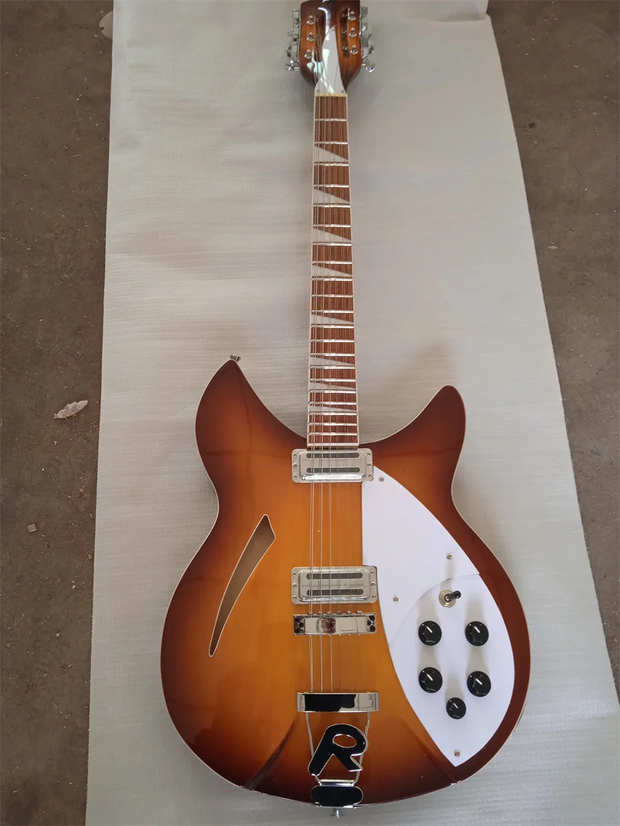 

Высококачественная 12-струнная электрическая гитара 21F cherry sunburst, полуполый корпус, 2 тостера, Pickuos 330, модель Ric