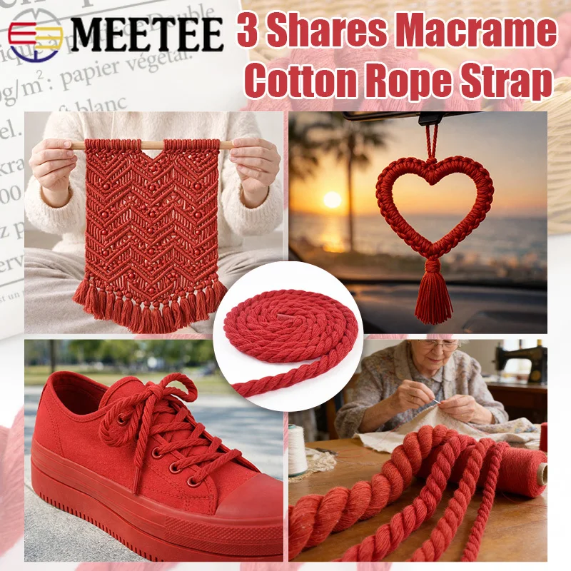 Versatile Red Twisted Cotton Cord for DIY Crafts and Accessories