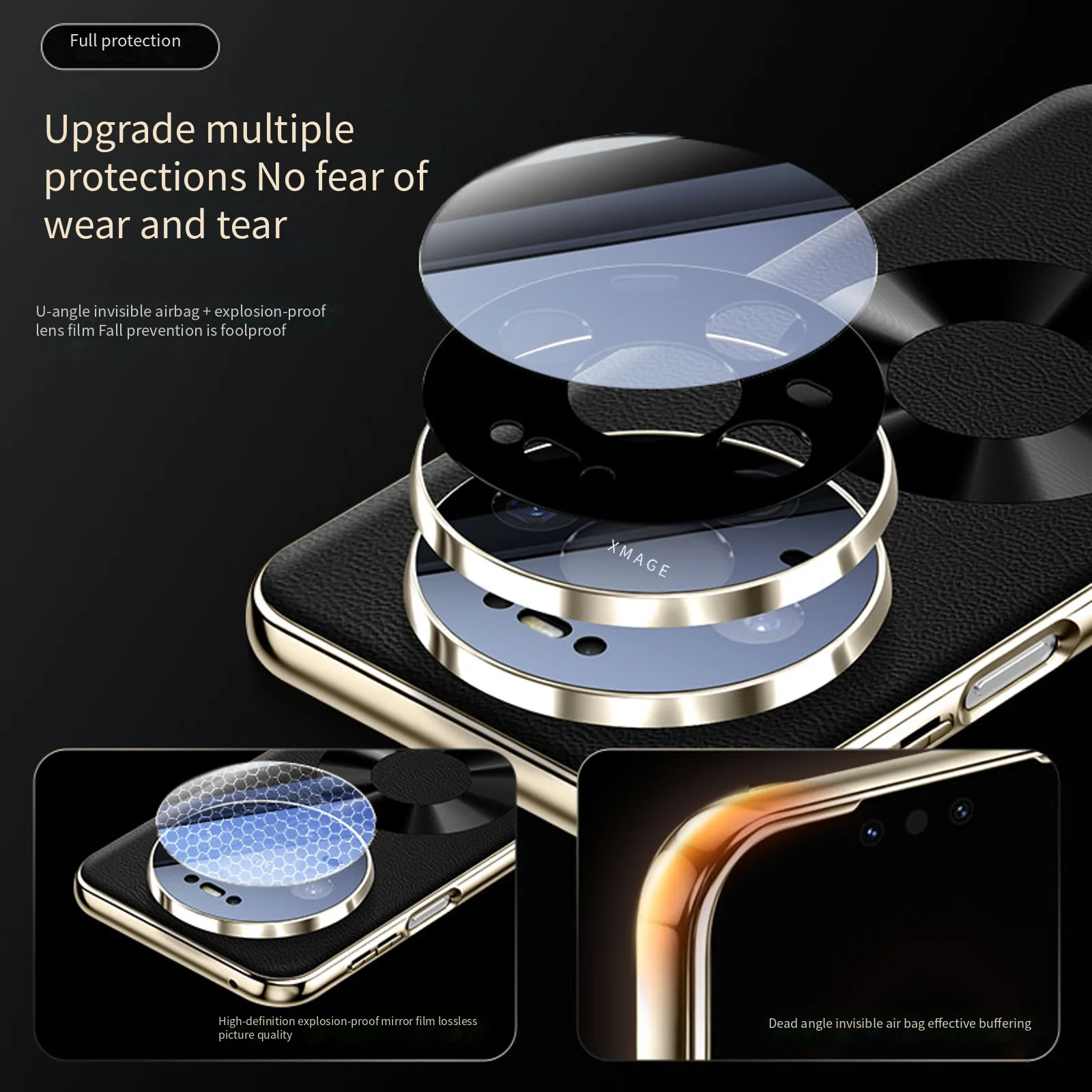 Luxury PU Leather Magnetic Case with Full Protection and Shockproof Lens Guard