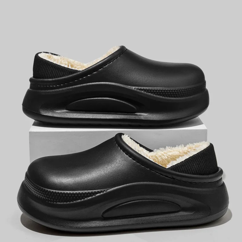 للجنسين مغلق اصبع القدم الدافئة أفخم إيفا النعال شتاء 2025 سميكة وحيد مقاوم للماء داخلي وخارجي قباقيب أحذية امرأة رقيق النعال