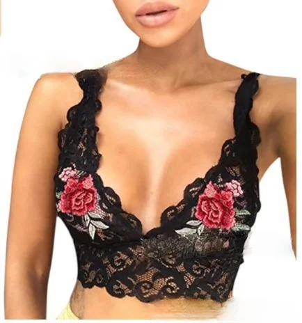 Women Bra Erotic Lingerie Sexy Lace See Through Bra Hollow Lingerie Seamless Bralette Crop Top Sensual Women Underwear Porno Bralet Tank Erotic Clothing
