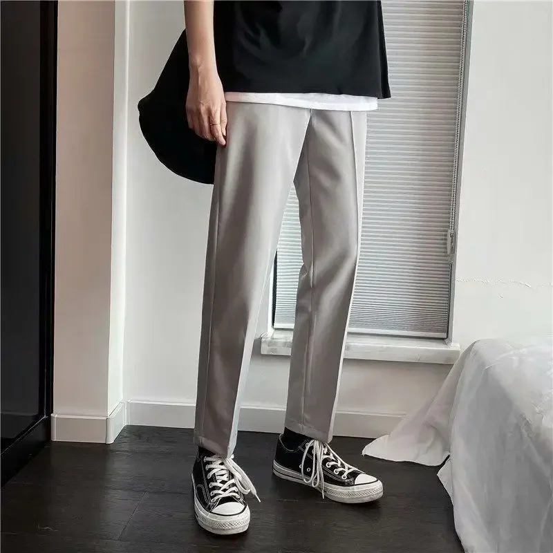 thumbnail image 1 of Pantalones de sastrería social de talla grande para hombre, pantalones de traje de negocios ajustados y trenzados, ropa de estilo coreano antiarrugas, 1 of 4