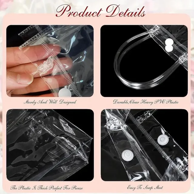 10/20 pièces sac cadeau Transparent avec poignée mariage fête d'anniversaire bonbons emballage cadeau sac fourre-tout réutilisable noël bébé douche 5