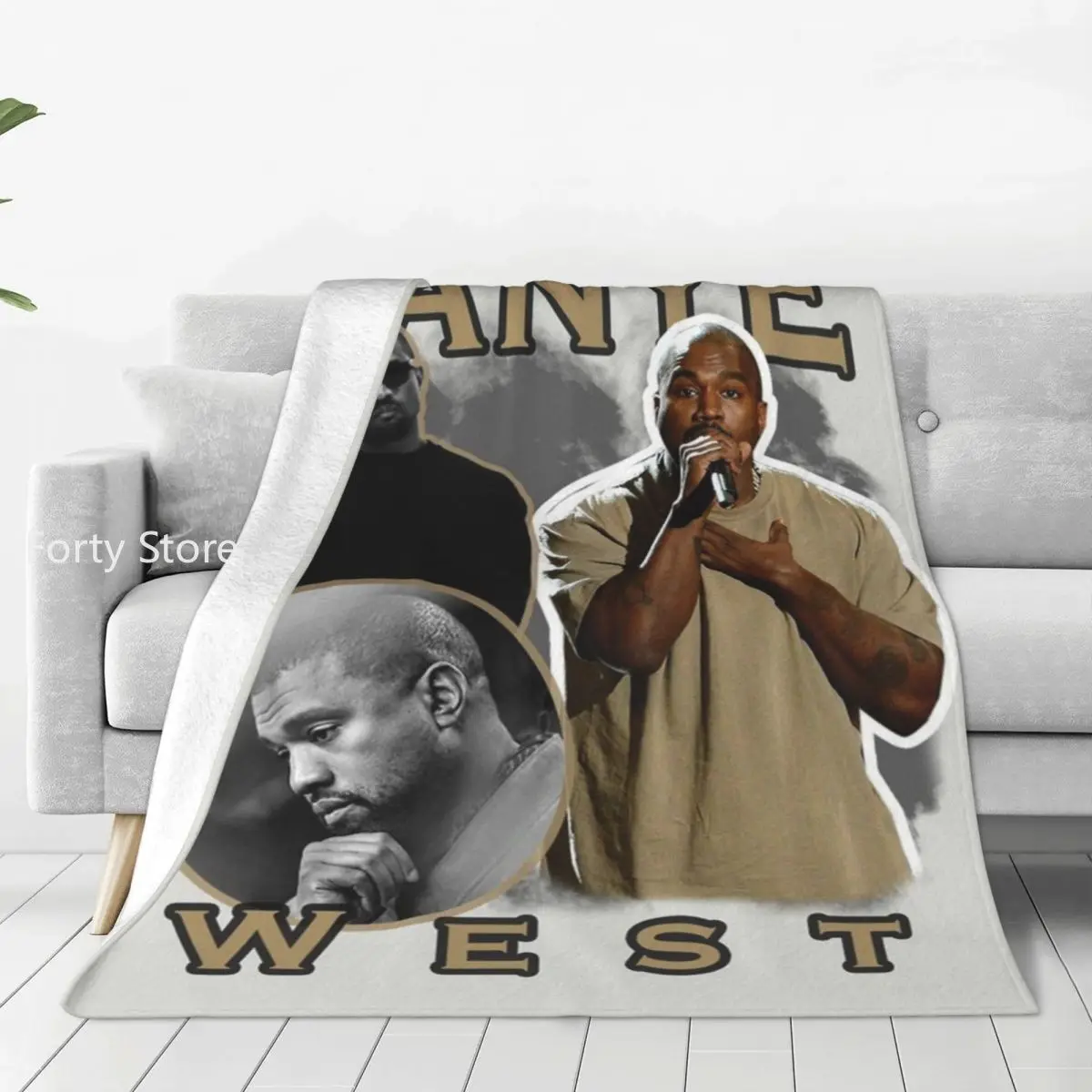 

K-Kanye West Soft Warm Blanket Rapper Singer Camping Throw Blanket Winter Pattern Custom Flannel Bedspread Sofa Bed Cover