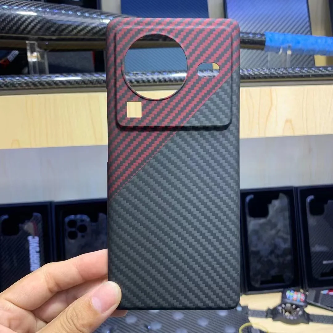 

Real Carbon Fiber Phone Case For VIVO X80 Pro Aramid fiber Ultra-thin for vivo x80 Double color Camera Protection Cover shell